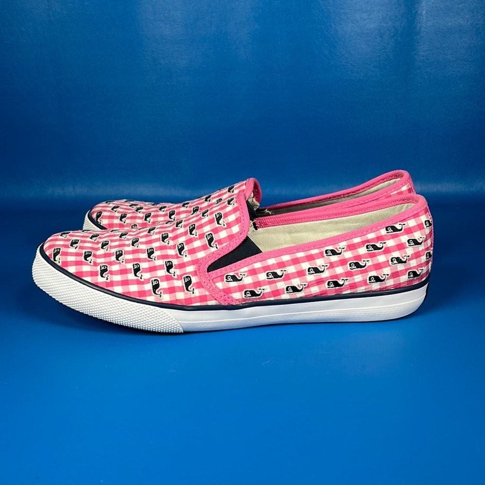 Sperry Vineyard Vines Seaside Pink Gingham Slip-ons - 5.5